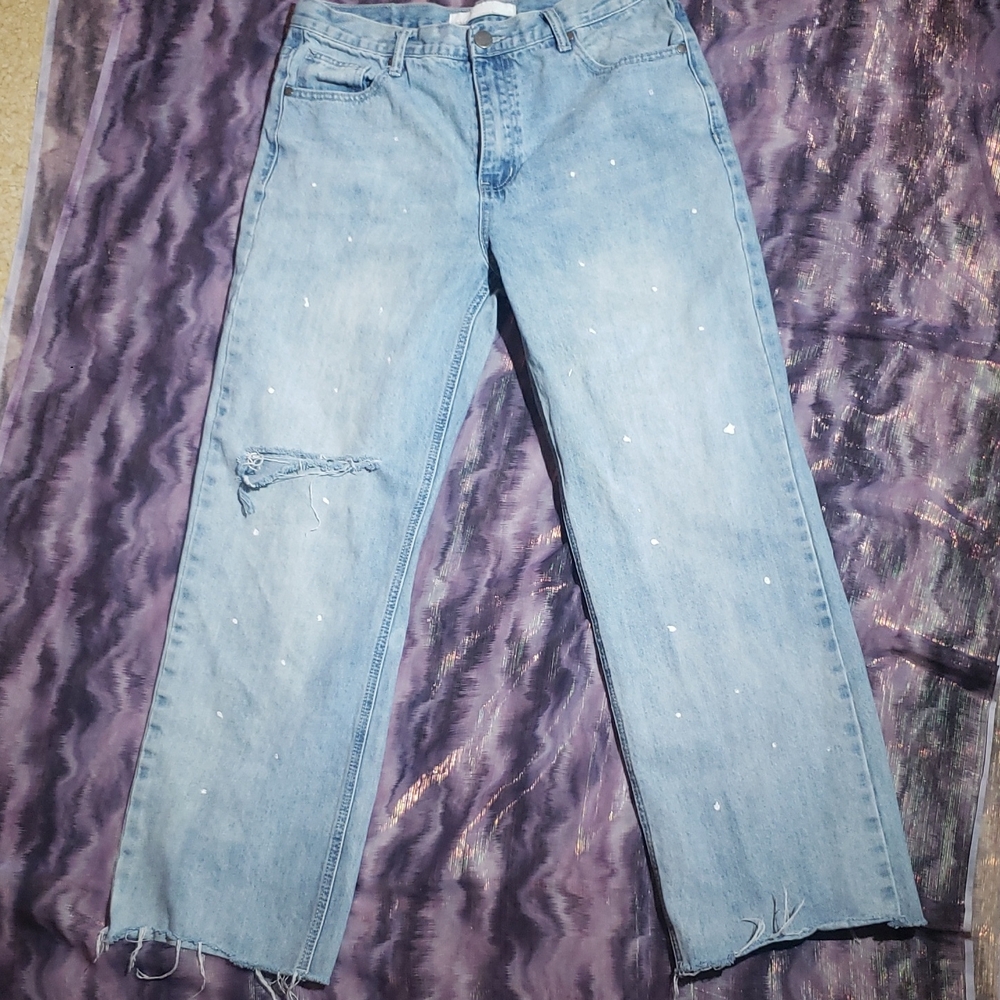 Men's Light Blue Straight Leg Jeans